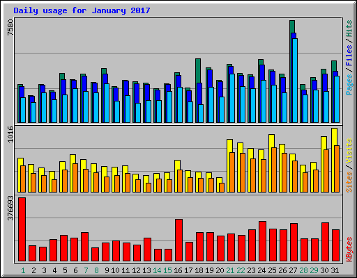 Daily usage for January 2017