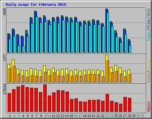 Daily usage for February 2019
