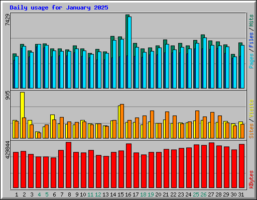 Daily usage for January 2025