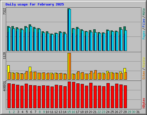 Daily usage for February 2025